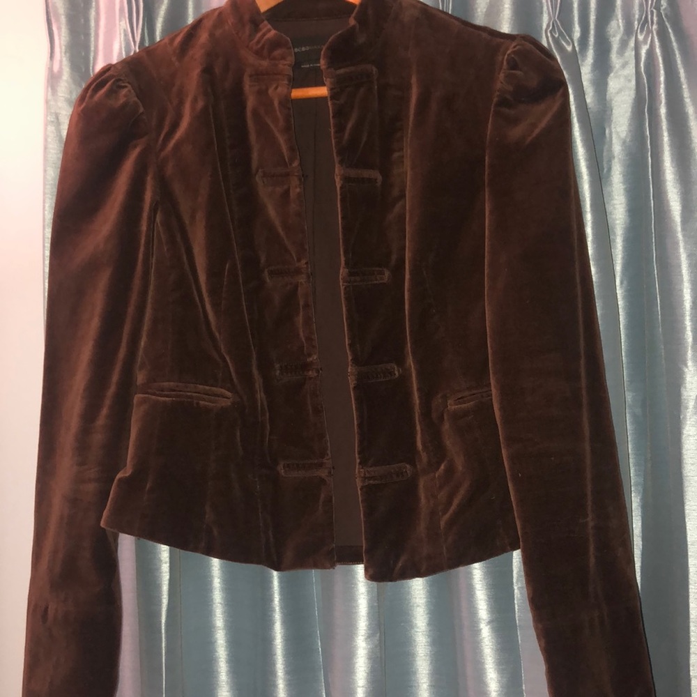 BCBG Brown velvet military jacket size  S